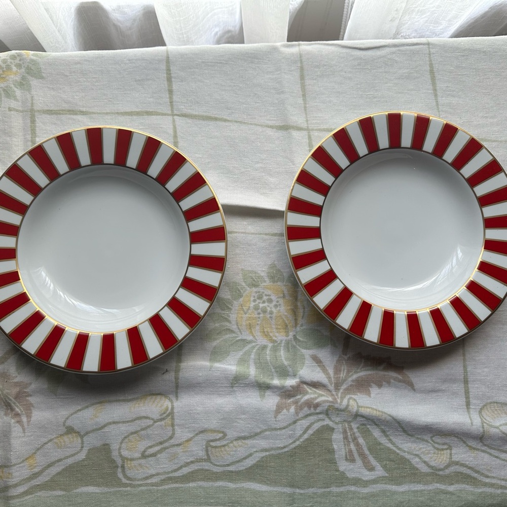 Striped Red and White Dinner Plates